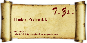 Timko Zsinett névjegykártya